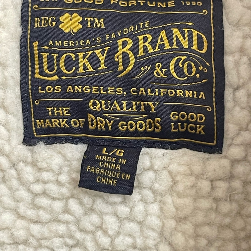 Lucky Brand Sherpa-Lined Plaid Flannel Jacket - Blue and Gray, Size Men’s Large - Picture 4 of 15